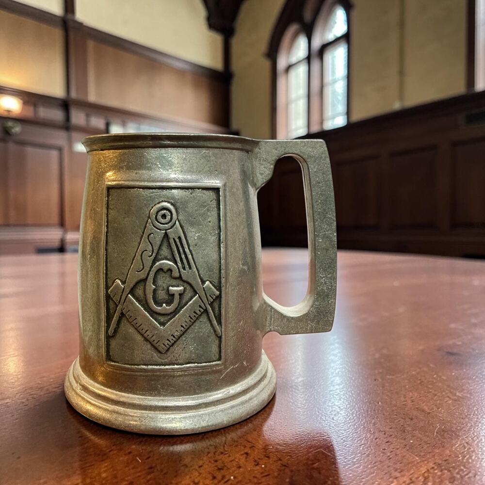 VTG Masonic Metal Pewter Tankard Stein Mug Cast Craft National Memorial Pamphlet